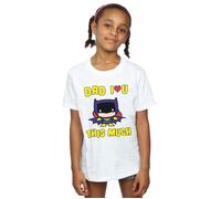 DC Comics Girl's Batman Dad I Love You This Much Cotton T-Shirt in White | Size: 5-6 Years DC Comics White 5-6 Years