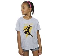 DC Comics Girl's Black Adam Golden Bolt Chest Cotton T-Shirt in Grey | Size: 3-4 Years DC Comics Grey 3-4 Years