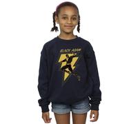 DC Comics Girl's Black Adam Golden Bolt Chest Sweatshirt in Navy | Size: 7-8 Years DC Comics Navy 7-8 Years