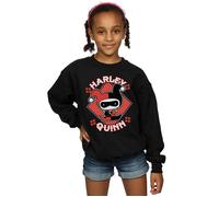 DC Comics Girl's Chibi Harley Quinn Badge Sweatshirt in Black | Size: 12-13 Years DC Comics Black 12-13 Years