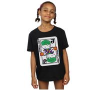DC Comics Girl's Chibi Joker Playing Card Cotton T-Shirt in Black | Size: 7-8 Years DC Comics Black 7-8 Years