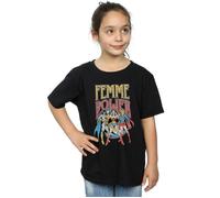 DC Comics Girl's Femme Power Cotton T-Shirt in Black | Size: 5-6 Years DC Comics Black 5-6 Years