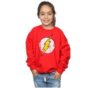DC Comics Girl's Flash Distressed Logo Sweatshirt in Red | Size: 5-6 Years DC Comics Red 5-6 Years