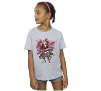 DC Comics Girl's Harley Quinn Hyenas Cotton T-Shirt in Grey | Size: 3-4 Years DC Comics Grey 3-4 Years