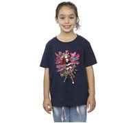 DC Comics Girl's Harley Quinn Hyenas Cotton T-Shirt in Navy | Size: 3-4 Years DC Comics Navy 3-4 Years