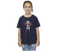 DC Comics Girl's Harley Quinn Standing Pose Cotton T-Shirt in Navy | Size: 3-4 Years DC Comics Navy 3-4 Years