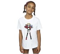 DC Comics Girl's Harley Quinn Standing Pose Cotton T-Shirt in White | Size: 3-4 Years DC Comics White 3-4 Years