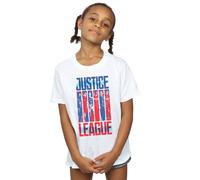 DC Comics Girl's Justice League Movie Team Flag Cotton T-Shirt in White | Size: 5-6 Years DC Comics White 5-6 Years