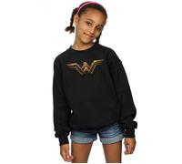 DC Comics Girl's Justice League Movie Wonder Woman Emblem Sweatshirt in Black | Size: 9 Years DC Comics Black 9 Years