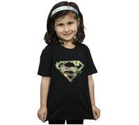 DC Comics Girl's Supergirl Floral Shield Cotton T-Shirt in Black | Size: 3-4 Years DC Comics Black 3-4 Years