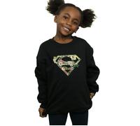 DC Comics Girl's Supergirl Floral Shield Sweatshirt in Black | Size: 3-4 Years DC Comics Black 3-4 Years