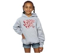 DC Comics Girl's Supergirl Retro Logo Hoodie in Grey | Size: 5-6 Years DC Comics Grey 5-6 Years