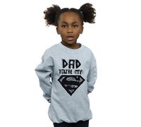 DC Comics Girl's Superman Super Dad Sweatshirt in Grey | Size: 9 Years DC Comics Grey 9 Years