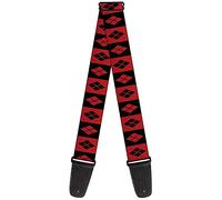 DC Comics Guitar Strap, Harley Quinn Diamond Blocks Red Black Red, 2 Inches Wide