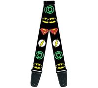 DC Comics Guitar Strap, Justice League Superhero Logos, 2 Inches Wide