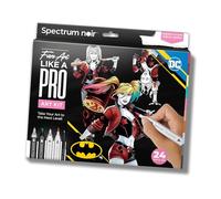 DC Comics Harley Quinn Art Colouring Set - Fan-Art Like a Pro Kit by Spectrum Noir -24 Pieces Including Premium Colouring Book, Art Markers & Liner Pens