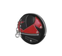 DC Comics Harley Quinn Cookie Coin Purse - Black Round Purse with Zip Closure, Inner Lining & Bag Attachment Ring - Compact Coin Wallet for Everyday Use