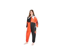 DC Comics Harley Quinn Womens Fleece Onesie with Hood, Fleece Loungewear - Gifts for Her (Red/Black, S)