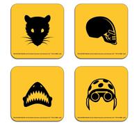 DC Comics Icons Coaster Set in Yellow | Size: 4 Pack DC Comics Yellow 4 Pack
