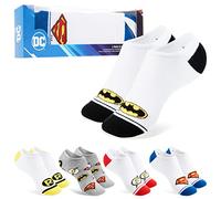 DC Comics Invisible Socks Men - Pack of 5 Summer No Show Socks Men, Teenagers Batman Superman Size 8-11 Trainer Socks (White, 7.5-11.5 UK)