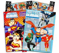DC Comics® Justice League Coloring And Activity Book Set (Two 96 -page Books) Batman, Superman, Wonder Woman, Green Lantern, The Flash, Aquaman, and Cyborg