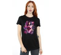 DC Comics Women's Justice League Movie Team Diamonds Cotton Boyfriend T-Shirt in Black | Size: XL DC Comics Black XL