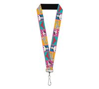 DC Comics Lanyard, Wonder Woman Pose and Logo Pop Blocks Multi Color, Elastic, Multicolor, 44" x 1"