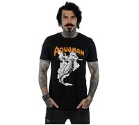 DC Comics Men's Aquaman Mono Action Pose T-Shirt in Black | Size: Large DC Comics Black L