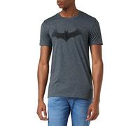 DC Comics Men's Batman - BAT Logo Regular Fit Crew Neck Short Sleeve T - Shirt, Grey (Dark Heather Dkh), Large (Manufacturer Size:Large)