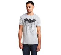 DC Comics Mens Batman Paint T-Shirt Grey Marl L