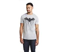 DC Comics Mens Batman Paint T-Shirt Grey Marl L