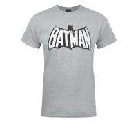 DC Comics Mens Grey Batman Retro Logo Short Sleeved T-Shirt - Small