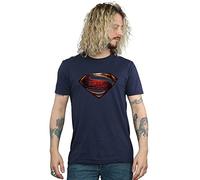 DC Comics Men's Justice League Movie Superman Emblem T-Shirt Large Navy Blue