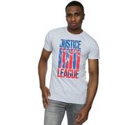 DC Comics Men's Justice League Movie Team Flag T-Shirt in Grey | Size: 2XL DC Comics Grey 2XL
