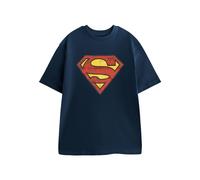 DC Comics Superman Mens Navy Blue Classic Logo Short Sleeved T-Shirt | Graphic Tee with S Emblem | Casual Wear for Everyday Use | Crew Neck Top Merch