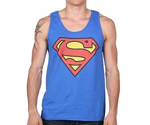 DC Comics Men's Superman Classic Logo Tank Top, Royal, S