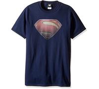 DC Comics Men's Superman Man of Steel Shield T-Shirt, Navy, Large