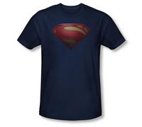 DC Comics Men's Superman Man of Steel Short Sleeve T-Shirt, Navy, Medium