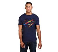 DC Comics Men's Superman Torn Logo T-Shirt, Navy Blue, XX-Large