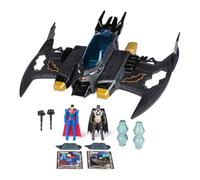 DC Comics, Metal Force Transforming Batwing, 2-in-1 Playset, Includes Batman and Superman Figures, with Projectiles and Character Cards, Kids’ Toy for Boys and Girls Aged 4+