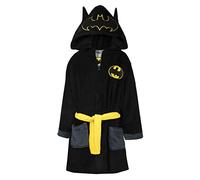 DC Comics Official Batman Kids Robe | Extra Soft Hooded Superhero Robe for Kids | Long Sleeve 3D Features Dressing Gown | Official Merchandise | Gifts for Boys (Ages 8-9) Black