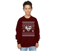 DC Comics Originals Boy's Christmas Knit Superman Sweatshirt in Burgundy | Size: 9 Years DC Comics Originals Burgundy 9 Years