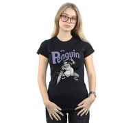 DC Comics Women's Penguin Mono Action Pose Cotton T-Shirt in Black | Size: Large DC Comics Black L