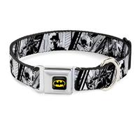 DC Comics Pet Collar, Dog Collar Metal Seatbelt Buckle, Batman Hush Pose Sketches Black White, 15 to 24 Inches 1.0 Inch Wide