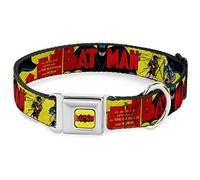 DC Comics Pet Collar, Dog Collar Metal Seatbelt Buckle, Classic Batman Issue 1 Robin Batman Cover Pose Yellow Red, 15 to 24 Inches 1.0 Inch Wide