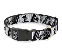 DC Comics Pet Collar, Dog Collar Plastic Buckle, Batman Hush Pose Sketches Black White, 16 to 23 Inches 1.5 Inch Wide
