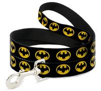 DC Comics Pet Leash, Dog Leash, Batman 1989 Logo Black Yellow, 6 Feet Long 1.5 Inch Wide