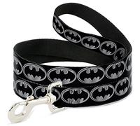 DC Comics Pet Leash, Dog Leash, Batman Shield Black Silver, 4 Feet Long 0.5 Inch Wide