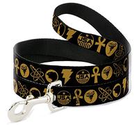 DC Comics Pet Leash, Dog Leash, Black Adam Justice Society Icons Black Orange, 6 Feet Long 1.5 Inch Wide