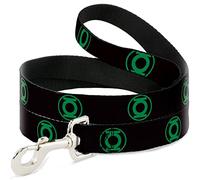 DC Comics Pet Leash, Dog Leash, DC League of Super Pets Green Lantern Logo Black Green, 6 Feet Long 1.5 Inch Wide